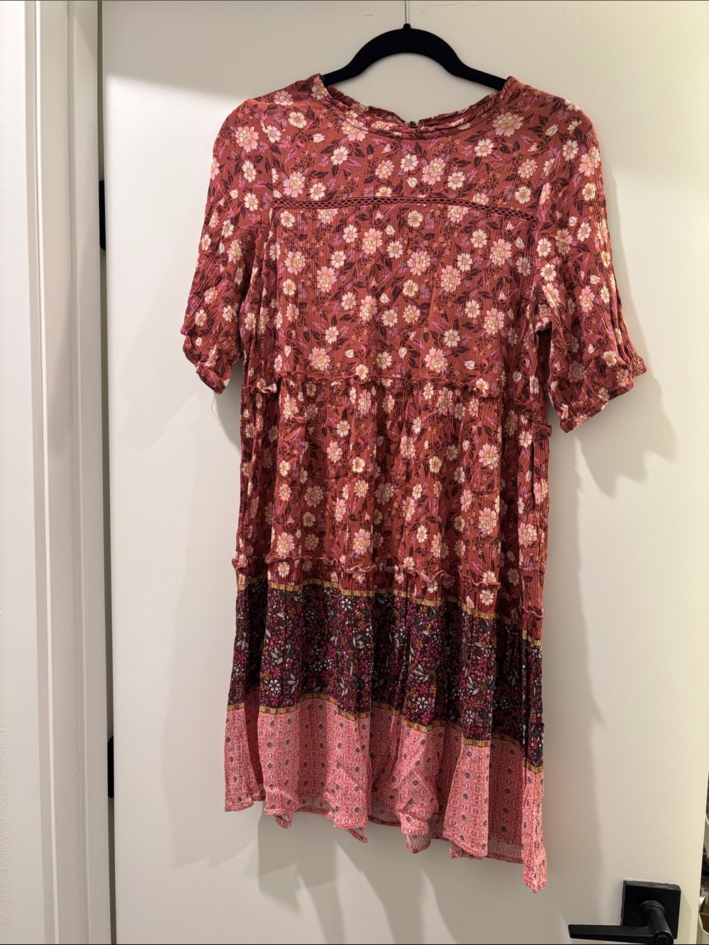 Knox Rose Rosewood Floral Tiered Boho Dress